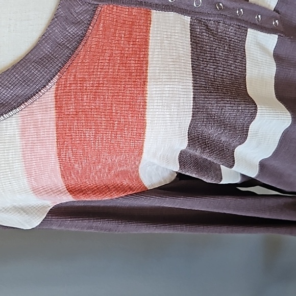 Maurices Brown Henley Long Sleeve Tee with Pink, Rust, and Off-white Stripes NWT - Picture 7 of 14
